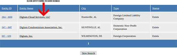 Alabama Corporation Entity Search Results