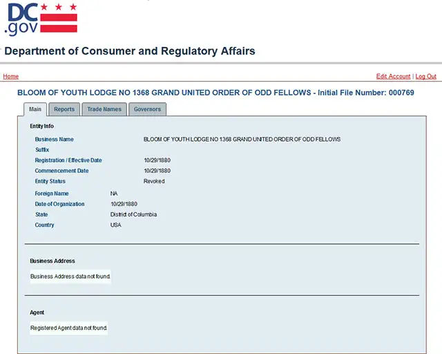 District of Columbia Corporate Entity Details