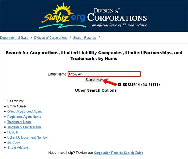 Florida Corporate Entity Search