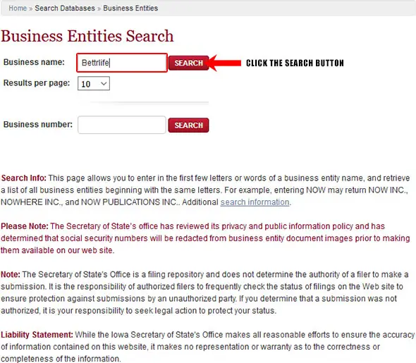 Iowa Corporation Entity Search