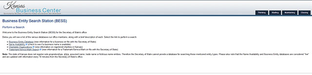 Kansas Business Entity Search