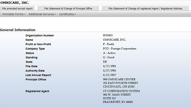 Kentucky Corporation Entity Details