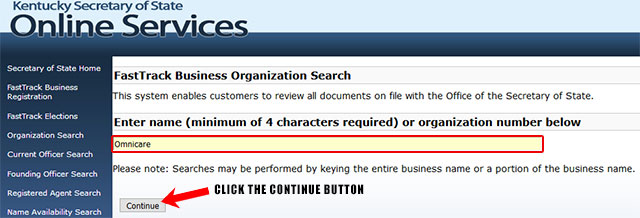 Kentucky Corporation Entity Search