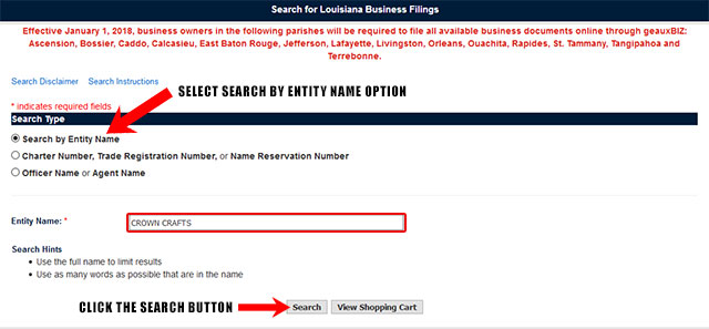 Louisiana Secretary of State Business Search