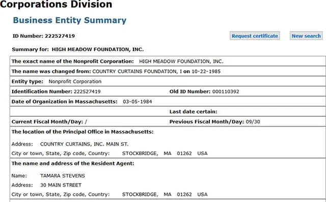 Massachusetts Corporation Entity Details