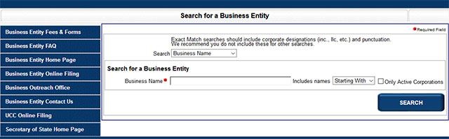 Missouri Business Entity Search