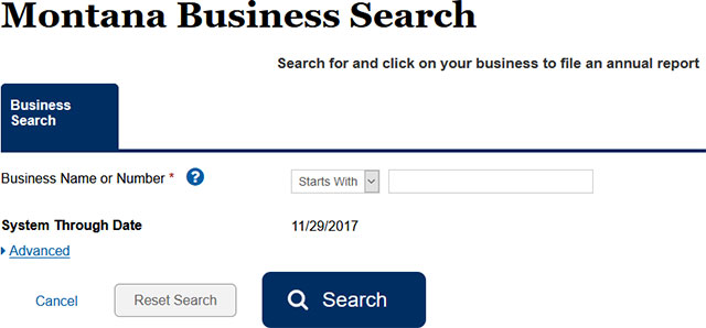 Montana Business Entity Search