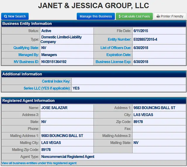 Nevada Corporation Entity Details