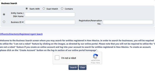 New Mexico Business Entity Search