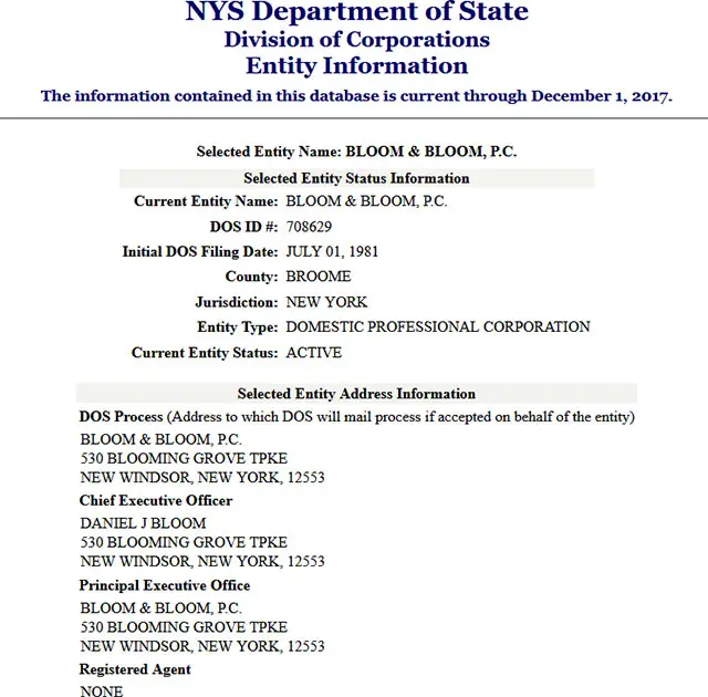 New York Corporation Entity Details