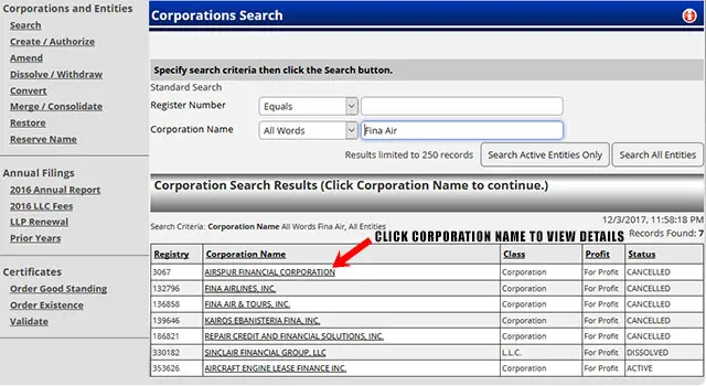 Puerto Rico Corporation Entity Search Results