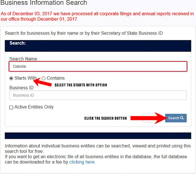 South Dakota Corporation Entity Search