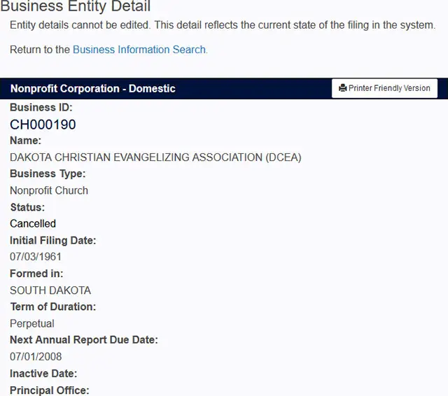 South Dakota Corporation Entity Details