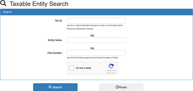 Texas Business Entity Search