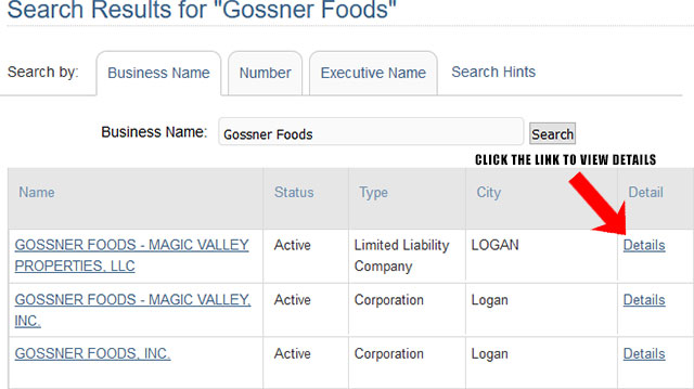 Utah Corporation Entity Search Results