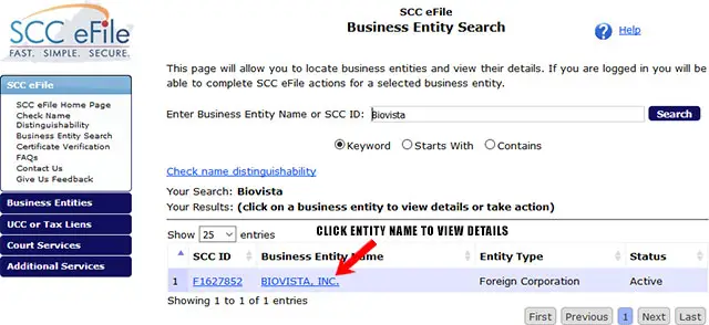 Virginia Corporation Entity Search Results