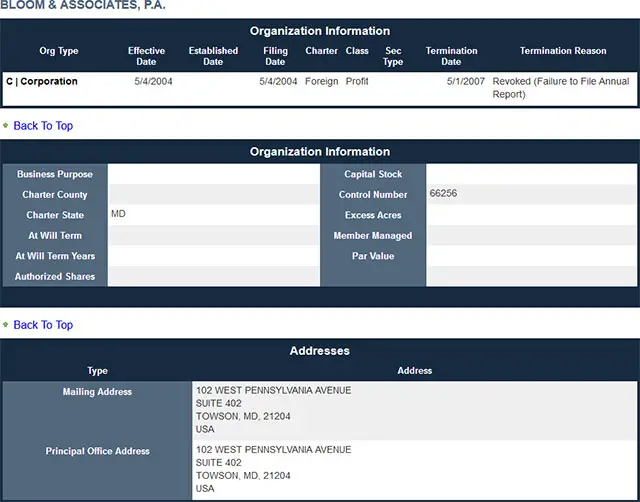 West Virginia Corporation Entity Details