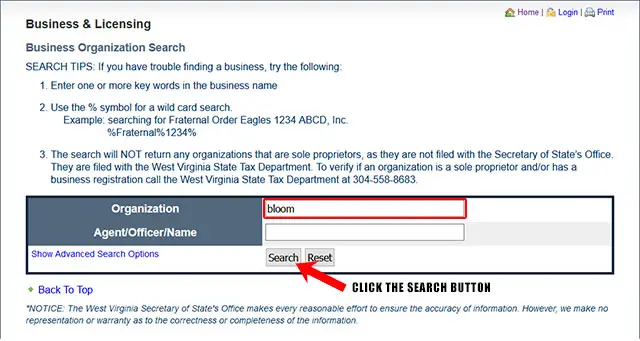 West Virginia Corporation Entity Search